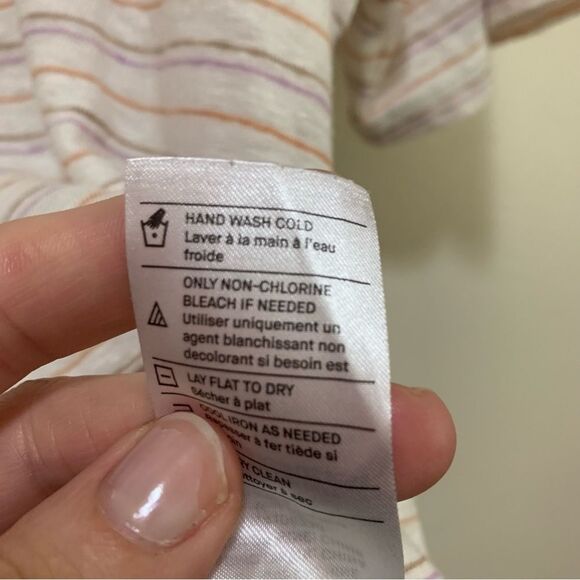 Vince Short Sleeve Striped Line  Tee - Cream brown orange pink size large - Picture 6 of 7